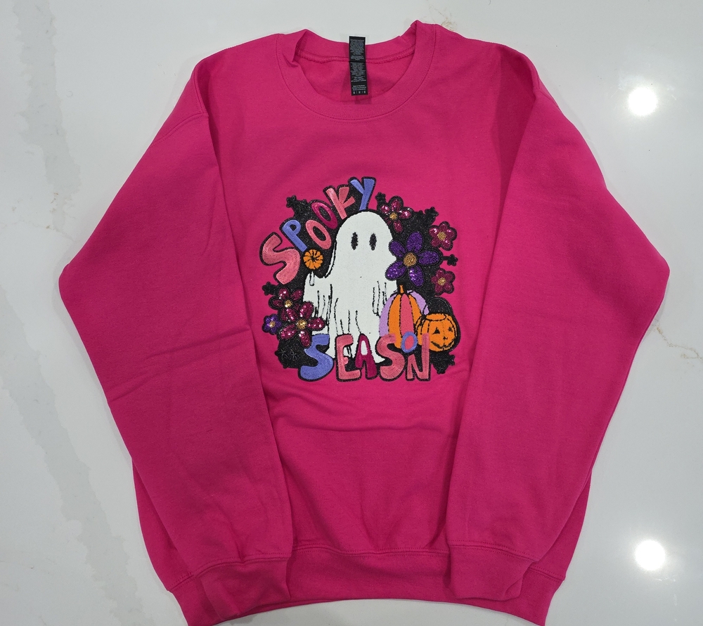 Gildan Hot Pink "Spooky Season" Crewneck Sweatshirt